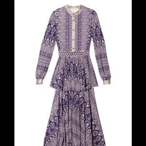 Tory Burch paisley floral mixed print two tiered dress